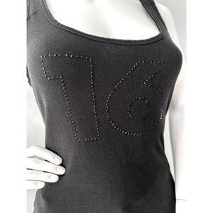 Old Navy Y2k Style Black Rhinestone Studded 16 Tank Top size Medium
